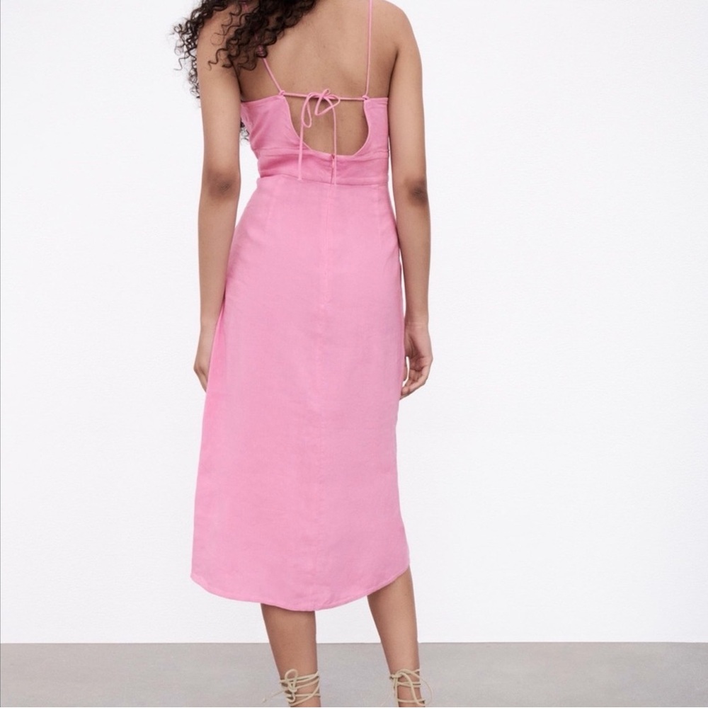 Zara pink linen midi dress - Picture 3 of 6